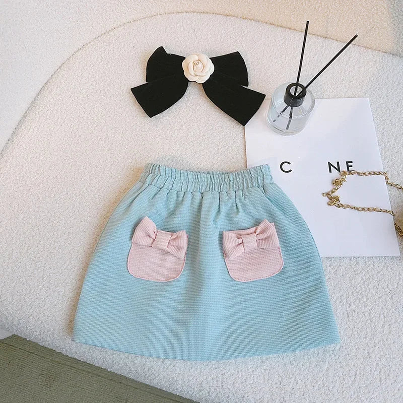 Kids 2Pcs Tweed Clothes Sets Girl Fashion Spring Winter Children Suits for 1-10Ys Elegant Sweet Outfit Kids Clothes