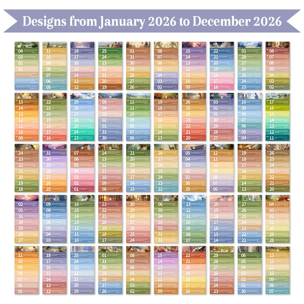 2026 Bible Flip Desk Calendar Retro 365 Days Of Uplifting Quotes Bible Quotes Daily Plan one-way Page Turn Calendar For Office