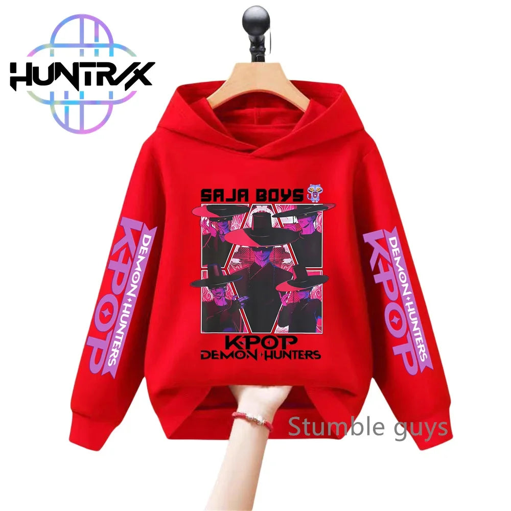 3-12Y Kids Hoodie KPop Demon Hunters Spring Autumn Sportswear Warm Print Casual Fashion Boys Clothes Girls