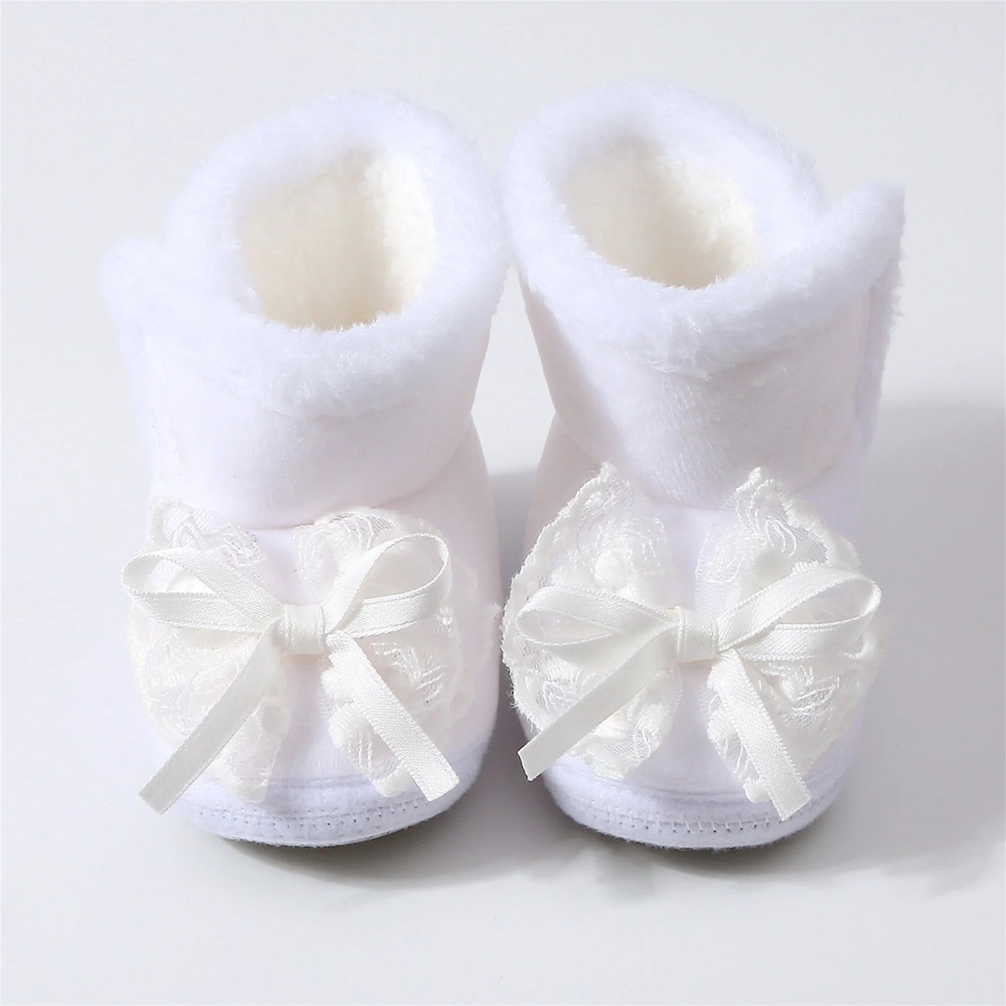Cute Baby Girls Winter Boots Warm Faux Fur Lined Soft Sole Bowknot Non-slip First Walker Shoes for Toddler Girls