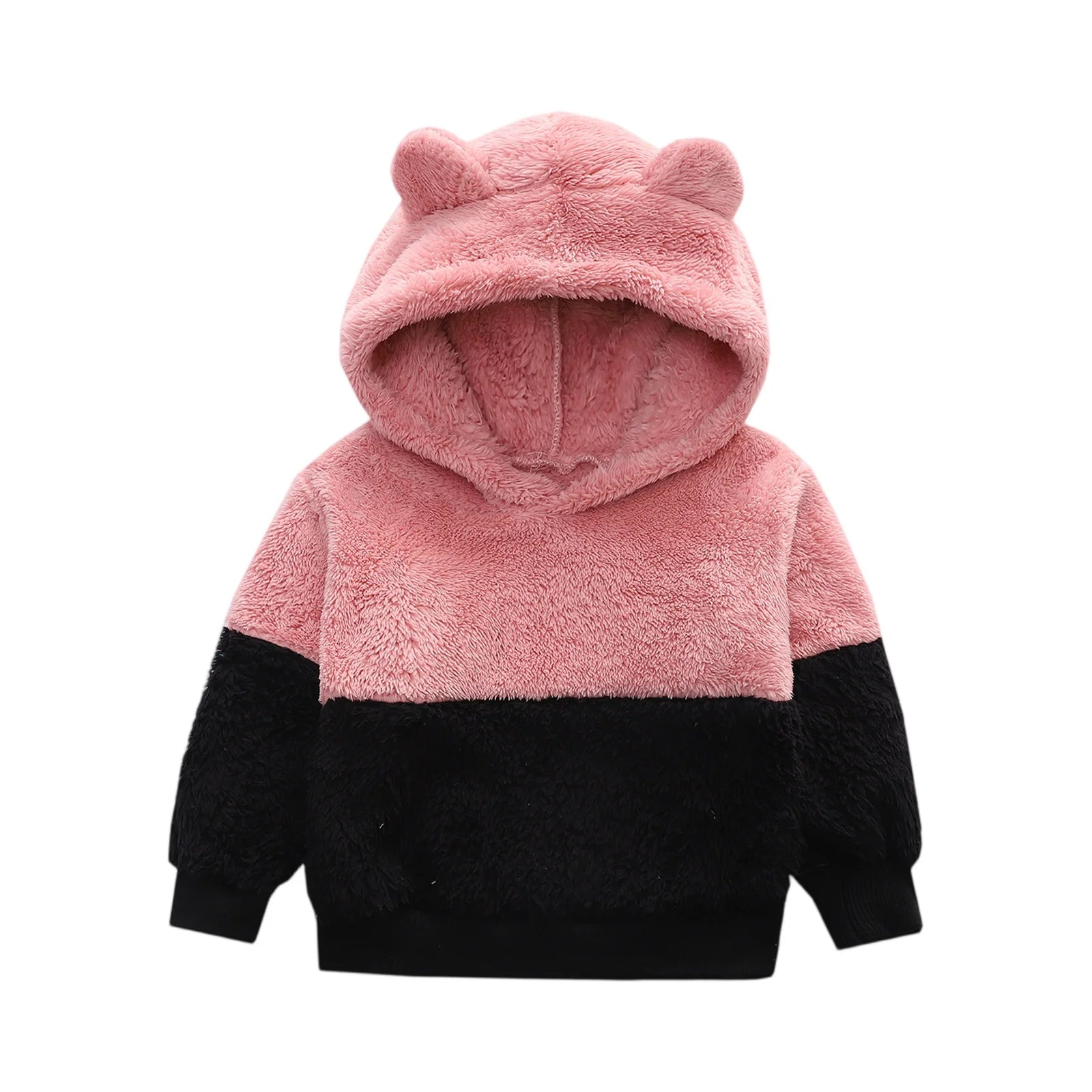Kids' Color Block Hoodie Plush Winter Top Autumn Casual Fashion Plush Pullover Sweatshirt Fall Hoodies for Boys and Girls 2-8Y