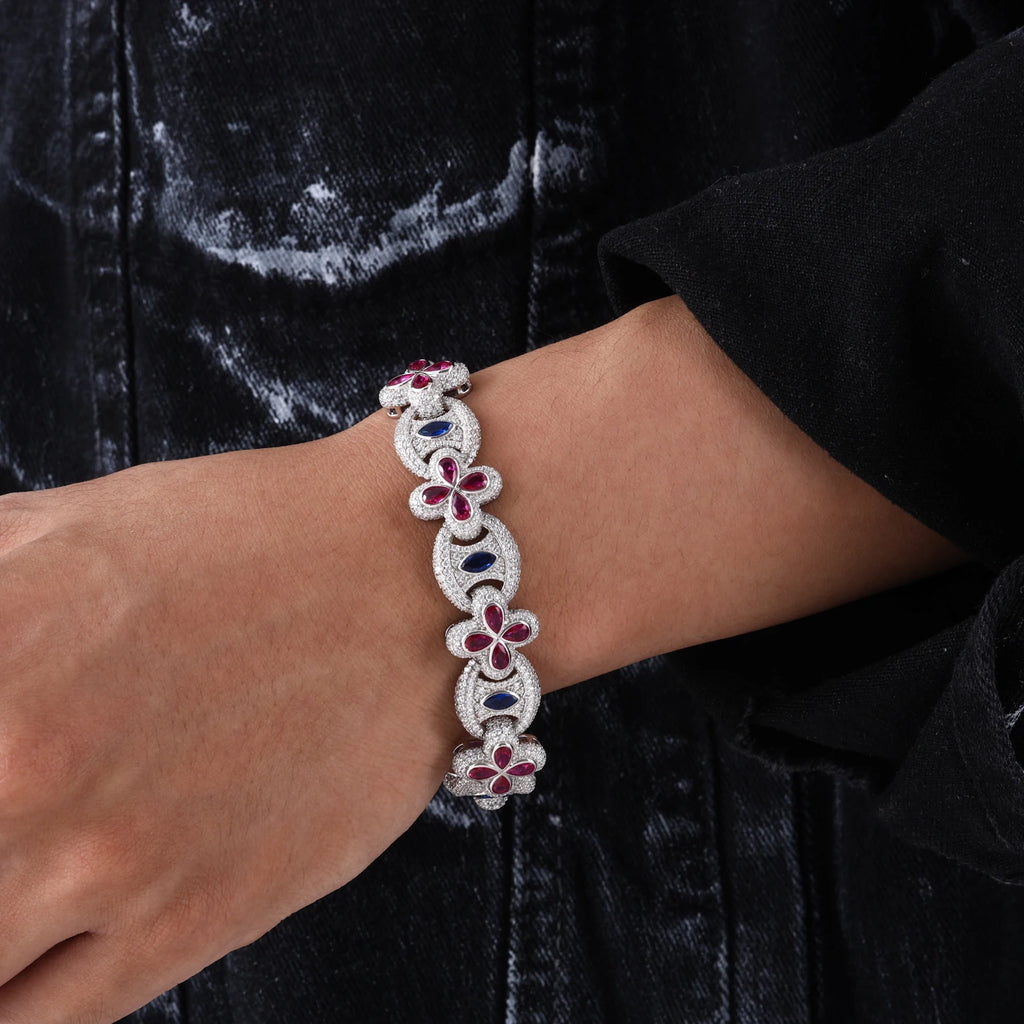 New 925 Sterling Sterling Lucky Clover Bracelet Iced Out Bling Moissanite Evil Eye Link Chain Luxury Hip Hop Party Jewelry Gifts