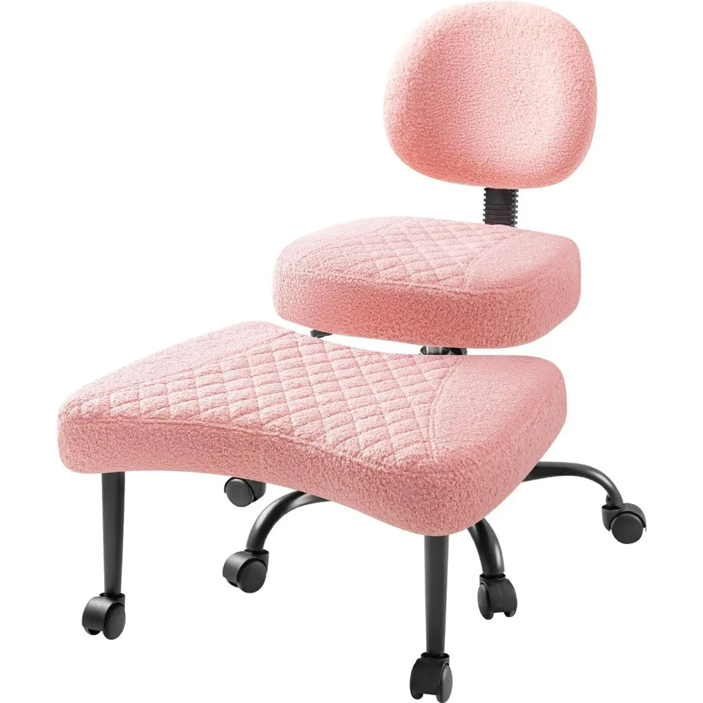 Furmax Ergonomic Criss Cross Legged Office Chair with Wheels, 360°Swivel Adjustable Height Kneeling Desk Chair with Footrest