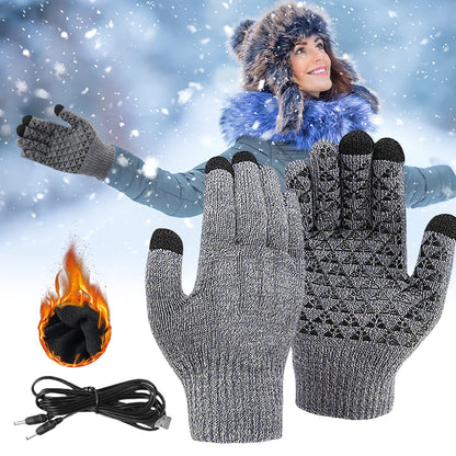5V Heated Gloves Motorcycle Touch Screen Winter Moto Heated Gloves Warm USB Rechargeable Heating Thermal Gloves For Snowmobile
