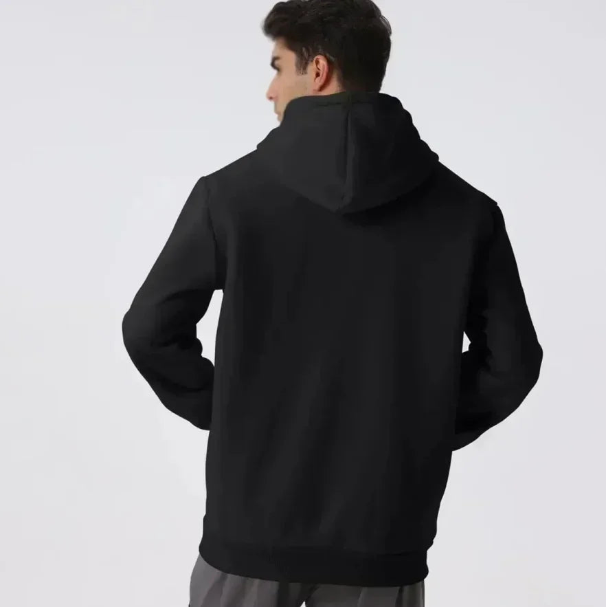 Men's vintage patterned hooded sweatshirt long sleeves drawstring hood sporty autumn pullover
