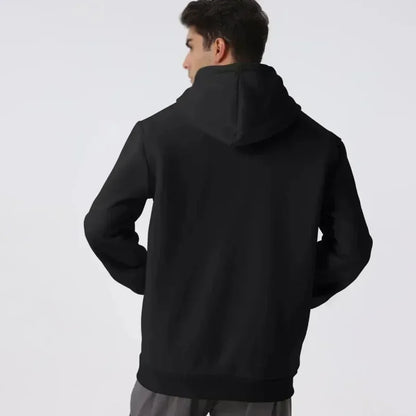 Men's vintage patterned hooded sweatshirt long sleeves drawstring hood sporty autumn pullover