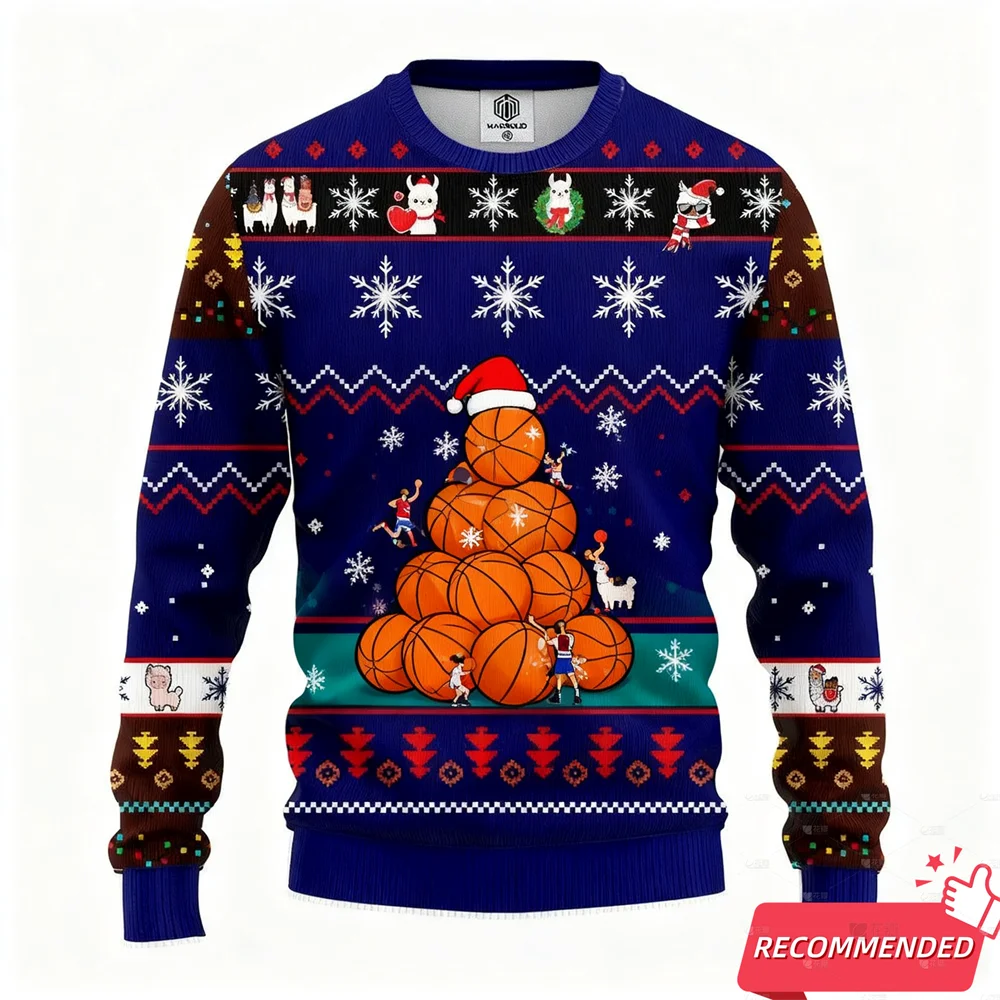 New Ugly Christmas Sweater For Women Clothing Fashion Basketball Santa Mens Funny Ugly Sweater Xmas Sweatshirt Unisex Jumper Top