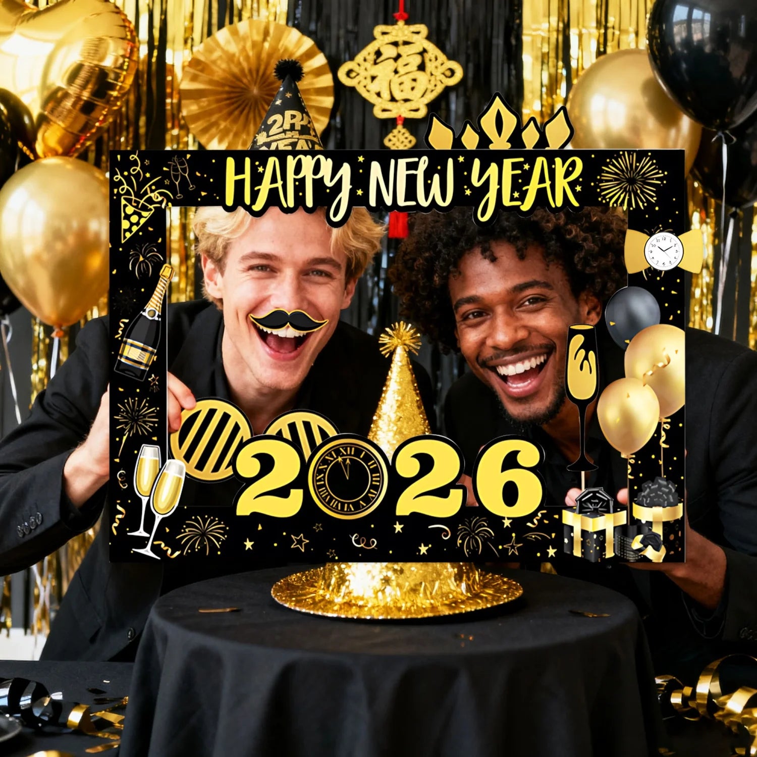 LaVenty Happy New Year 2026 Party Photo Props 2026 New Year Photo Frames New Year Party Decorations