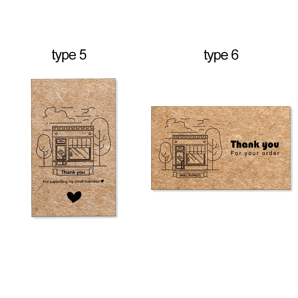 For Small Business Online Retail Greeting  Labels "Thank You For Your Order" Postcards Express Appreciate Kraft Paper Cards