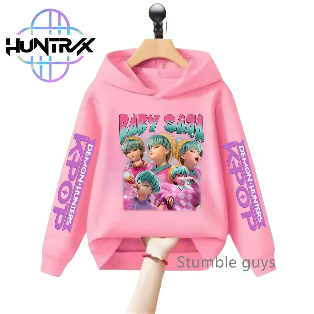 3-12Y Kids Hoodie KPop Demon Hunters Spring Autumn Sportswear Warm Print Casual Fashion Boys Clothes Girls