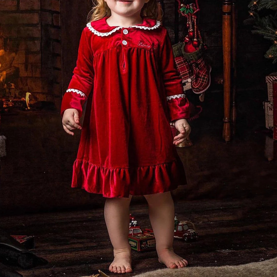 2025 winter family christmas matching outfits loungewear kids girls boys red velvet pyjamas fille cream white pjs set sleepwear