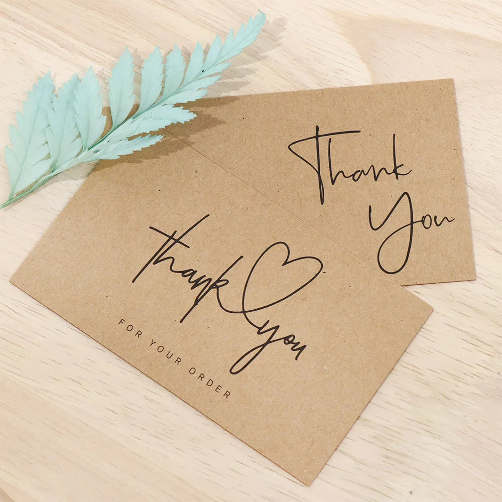 For Small Business Online Retail Greeting  Labels "Thank You For Your Order" Postcards Express Appreciate Kraft Paper Cards