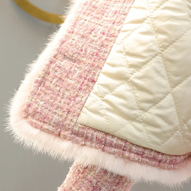 Kids 2Pcs Tweed Clothes Sets Girl Fashion Spring Winter Children Suits for 1-10Ys Elegant Sweet Outfit Kids Clothes