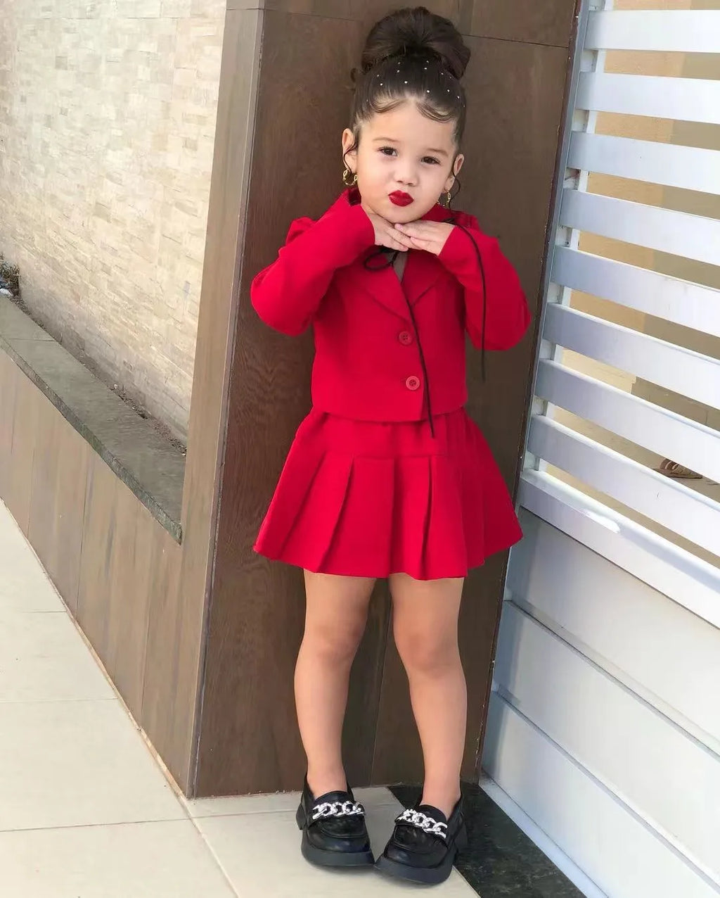 Winter Children Girl's Coat +Skirt Long Sleeve Jacket And Miniskirt 2 Pcs Set Girl's Clothes Dress For 3 4 5 6 7 8 Year