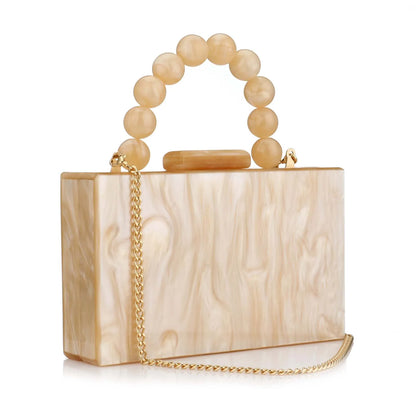 Fashion Acrylic Beading Clutch Handbag For Women Wedding Party Square Shoulder Bag With Chain Ladies Evening Dinner Dress Purses