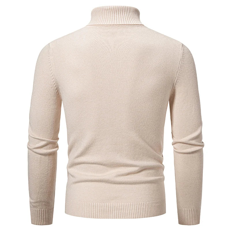 Men's Autumn Quarter Zip Pullover Sweater Knit Long Sleeve Casual Top Zipper Closure Turtleneck Polyester Acrylic