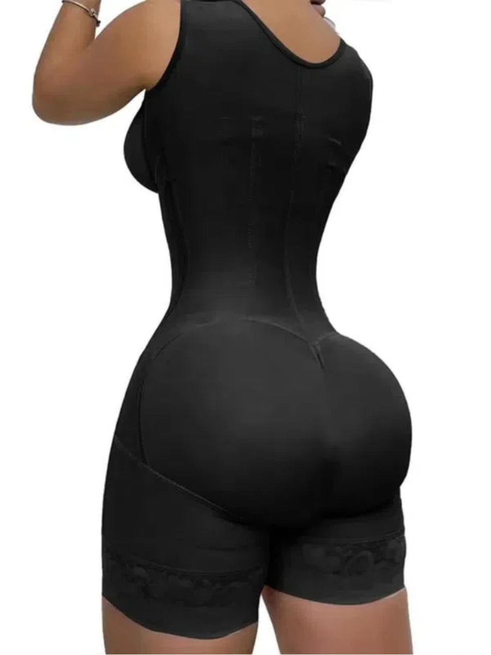 Women's Lace-Trimmed Shapewear Bodysuit - Tummy Control Corset with Adjustable Straps & Zipper, Black, Comfortable