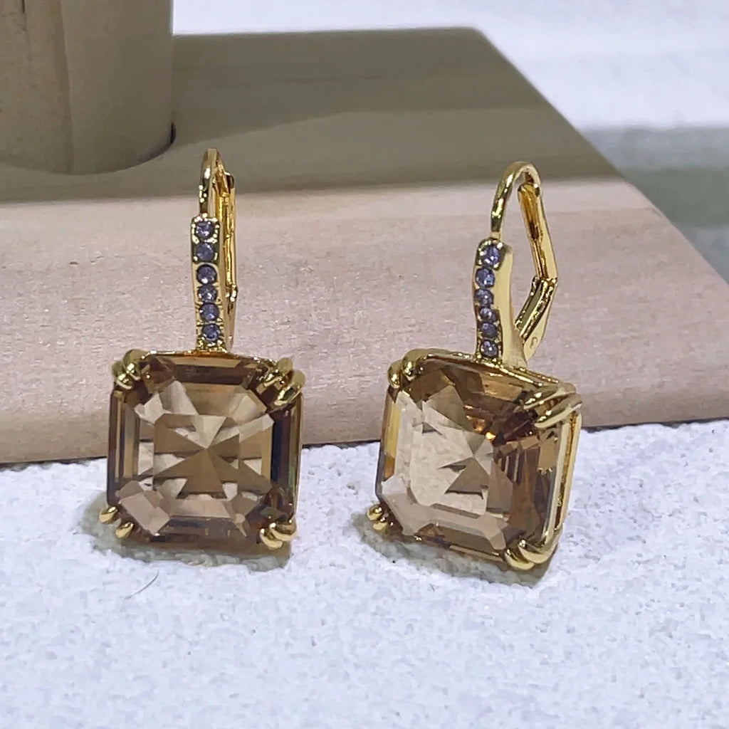 Original Brand New Brown High Quality Jewelry Luxury Brand Crystal Exquisite Pendant Necklace Bracelet Crystal Party Gift Women