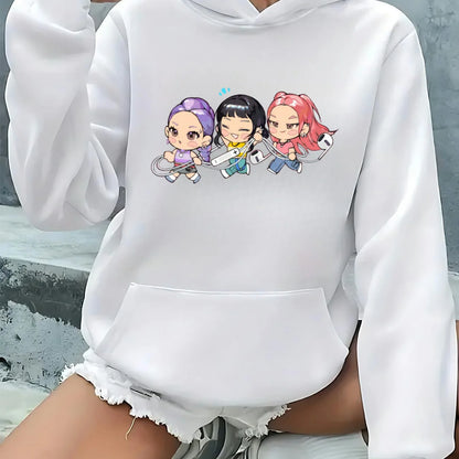 Anime KPop Demon Hunters Rumi Mira Hoodie Men Women Fashion Cosplay Hooded Sweatshirts Y2k Oversized Fleece Casual Long Sleeve