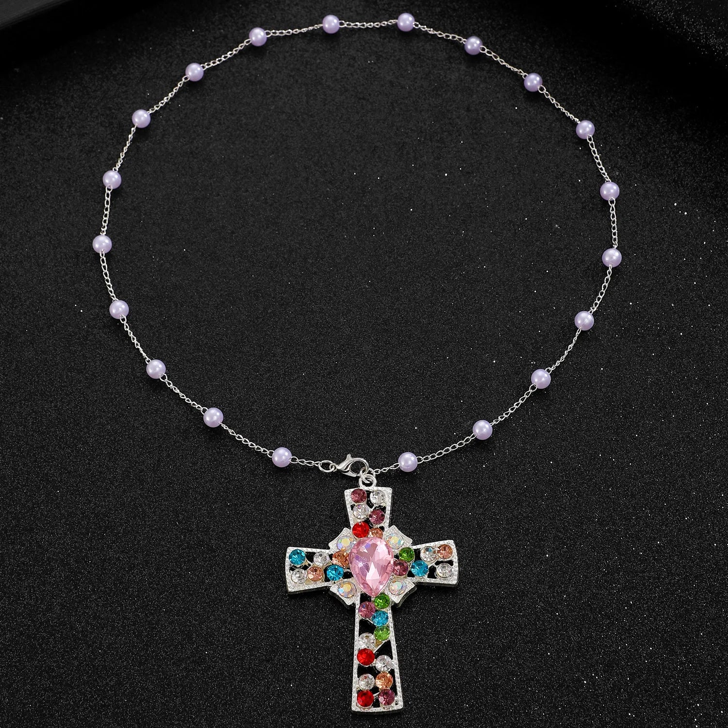 WANZHI Exquisite Metal Zircon Cross Tassel Necklaces for Women Men Luxurious Punk Long Choker Fashion Jewelry Accessories Gifts