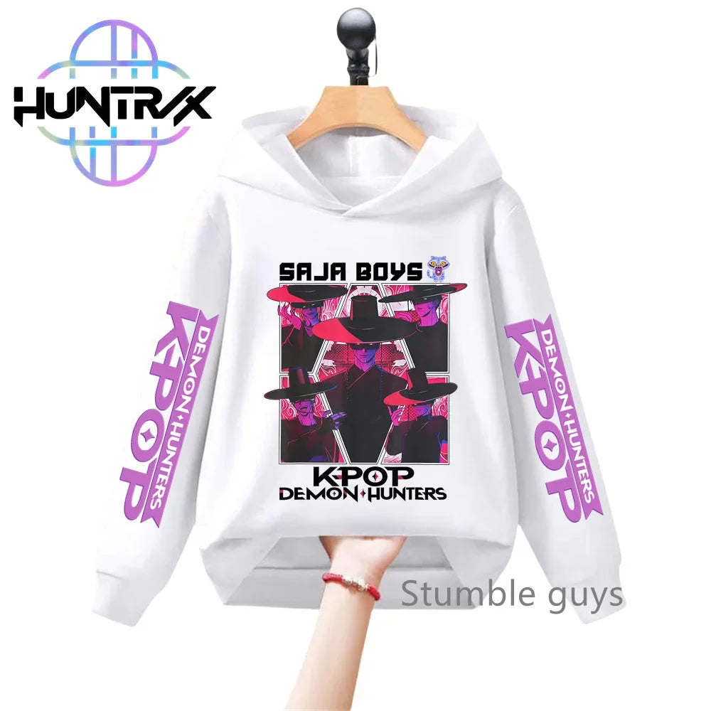 3-12Y Kids Hoodie KPop Demon Hunters Spring Autumn Sportswear Warm Print Casual Fashion Boys Clothes Girls