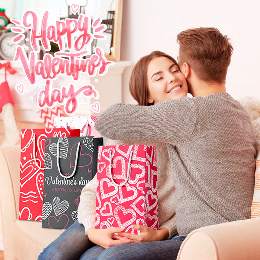 24 Pcs Valentine’s Day Gift Bags Valentines Day Paper Bags Valentine's Day Party Bags for Wedding Valentines Day Decorations