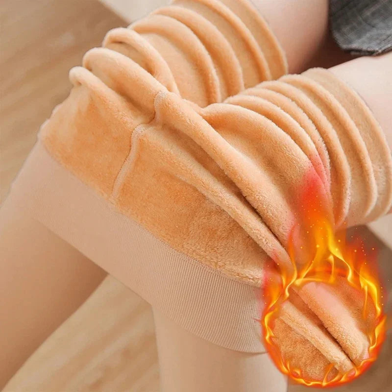 Women Winter Leggings Warm Leggins High Waist Solid Color Velvet Female Thickened Velvet Leggings Stretchy Black Skin Leggings