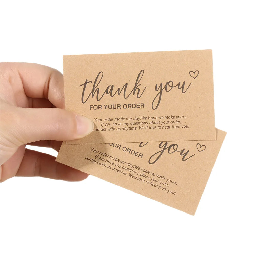 For Small Business Online Retail Greeting  Labels "Thank You For Your Order" Postcards Express Appreciate Kraft Paper Cards