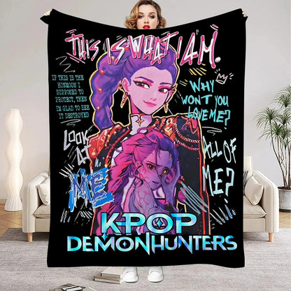 kpop Demon Hunters Huntrix Blankets Quality Soft Warm Throw Blanket Winter Kids Couch Bed Fluffy Bedspread
