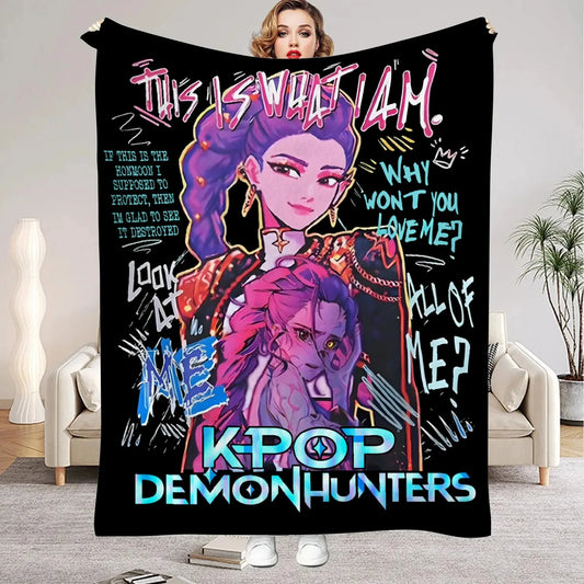 kpop Demon Hunters Huntrix Blankets Quality Soft Warm Throw Blanket Winter Kids Couch Bed Fluffy Bedspread