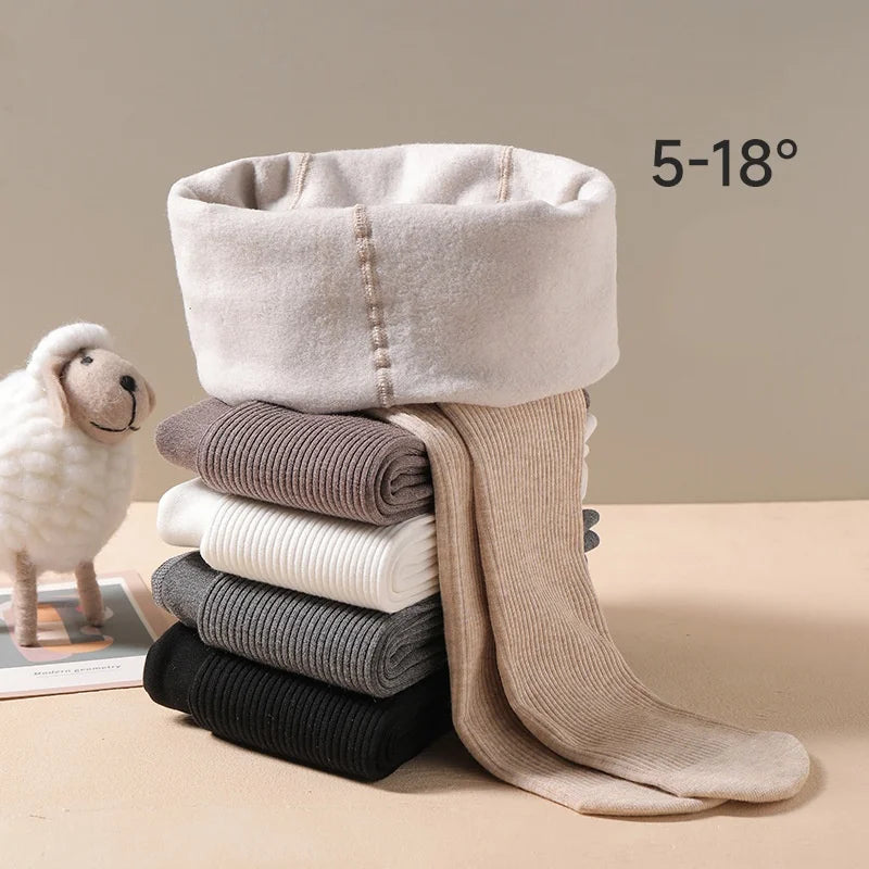 Winter Children's Tights For Girls Thick Warm Kids Girl's Pantyhose Outdoor Leggings Solid Plush Warm Child Dance Tight 2-10Y