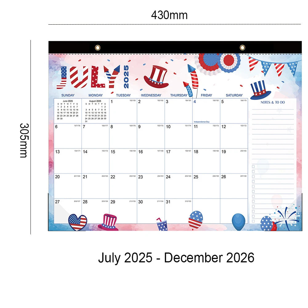 Newest 2026 Calendar 18-month From 2025 July To 2026 December Daily Weekly Monthly Planner Agenda Organizer Home Wall Calendar