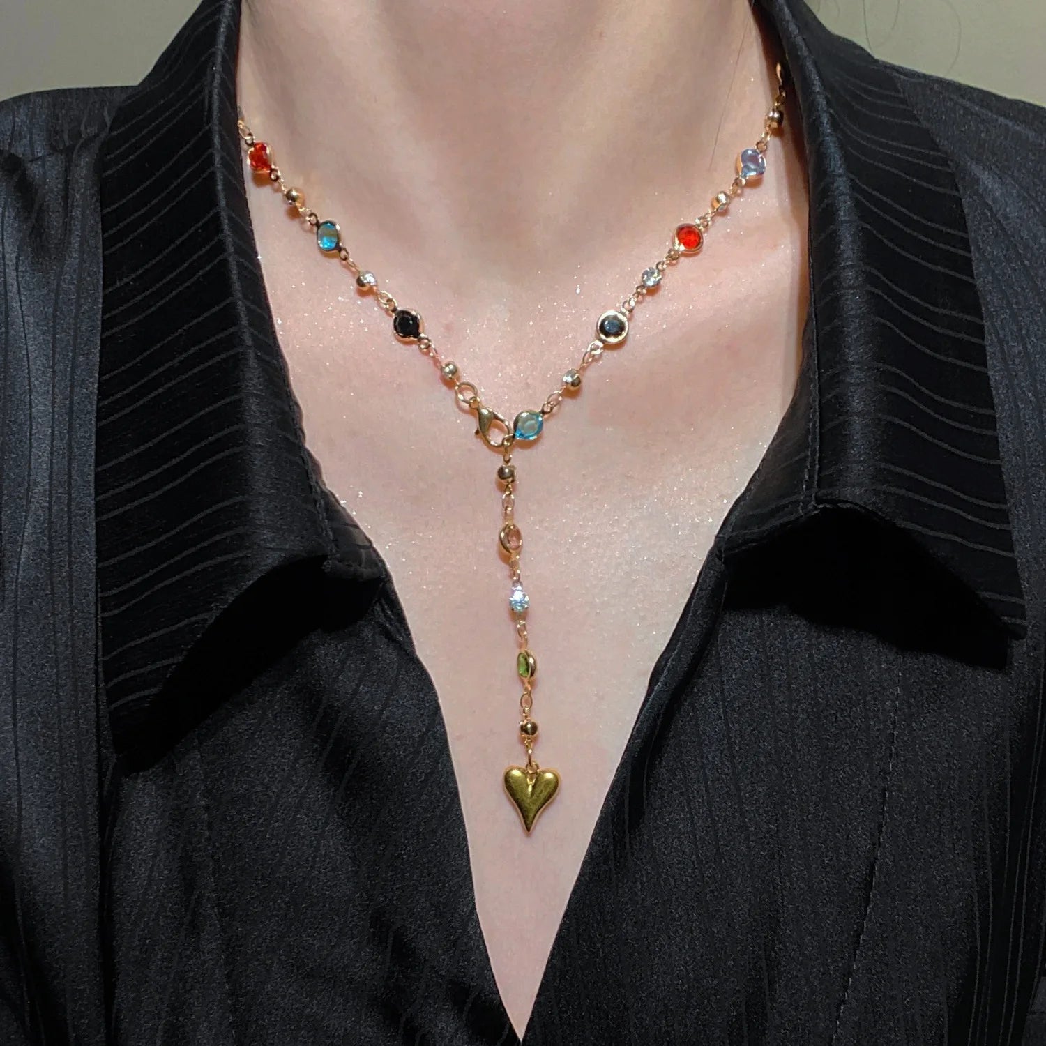 WANZHI Exquisite Metal Zircon Cross Tassel Necklaces for Women Men Luxurious Punk Long Choker Fashion Jewelry Accessories Gifts