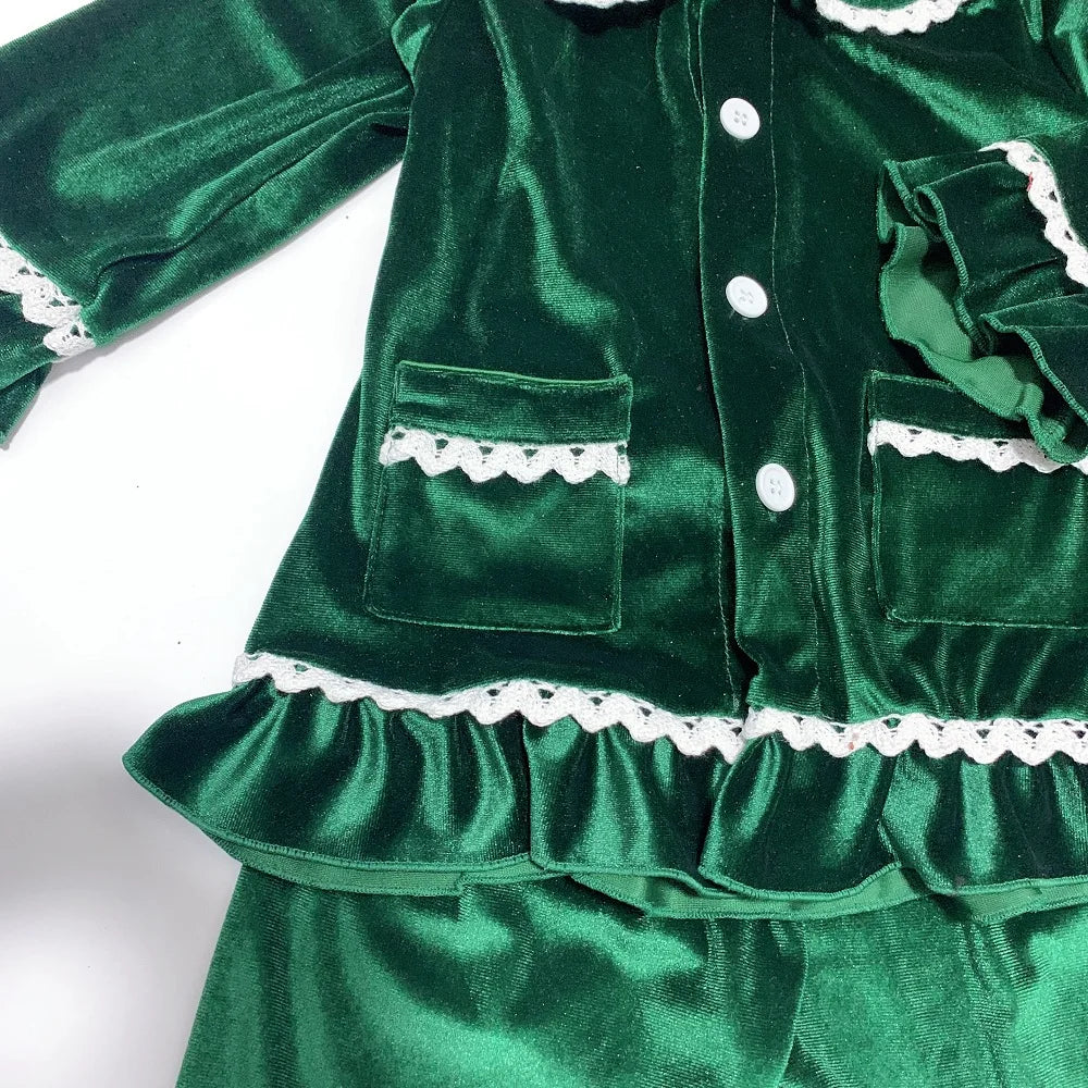 2025 winter family christmas matching outfits loungewear kids girls boys red velvet pyjamas fille cream white pjs set sleepwear