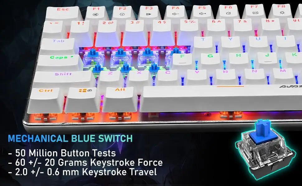 80% Mechanical Gaming Keyboard and Mouse Mousepad &Rainbow Backlit 12000 DPI Lightweight Gaming Mouse with Honeycomb Shell Set