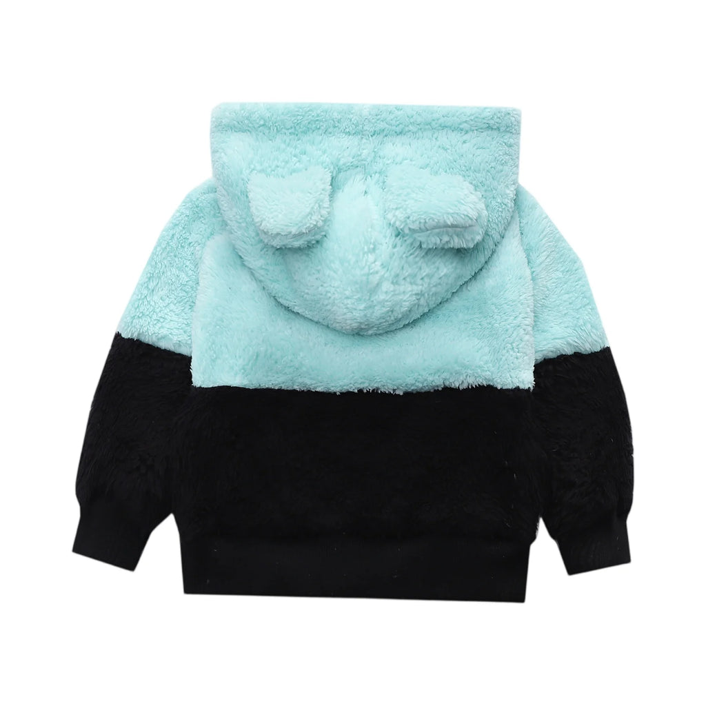 Kids' Color Block Hoodie Plush Winter Top Autumn Casual Fashion Plush Pullover Sweatshirt Fall Hoodies for Boys and Girls 2-8Y