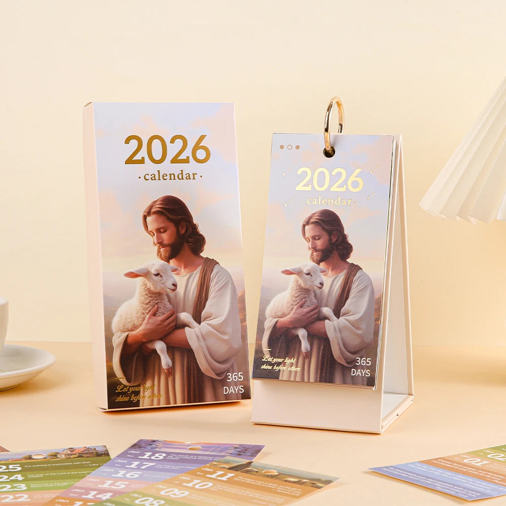 2026 Bible Flip Desk Calendar Retro 365 Days Of Uplifting Quotes Bible Quotes Daily Plan one-way Page Turn Calendar For Office