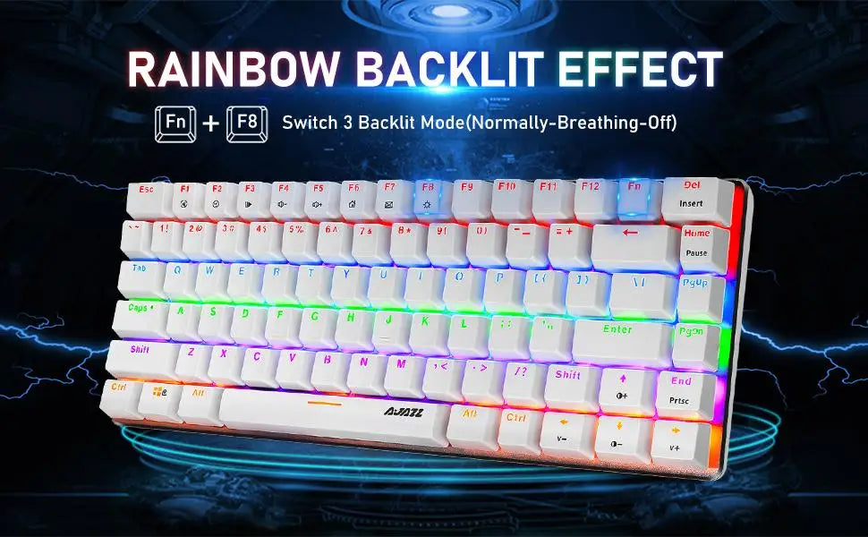 80% Mechanical Gaming Keyboard and Mouse Mousepad &Rainbow Backlit 12000 DPI Lightweight Gaming Mouse with Honeycomb Shell Set