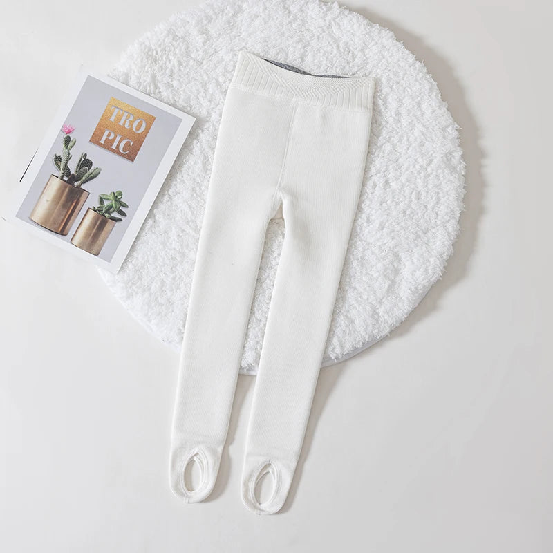 Winter warmer Tights For Girls Children Stockings Dancing Pantyhose Baby child Plus velvet stripe Polar Fleece Lining Leggings