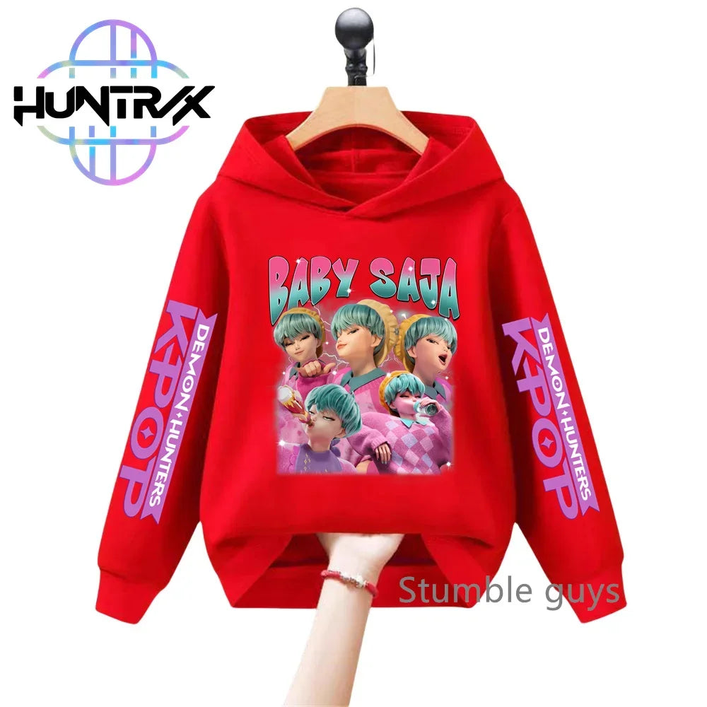 3-12Y Kids Hoodie KPop Demon Hunters Spring Autumn Sportswear Warm Print Casual Fashion Boys Clothes Girls