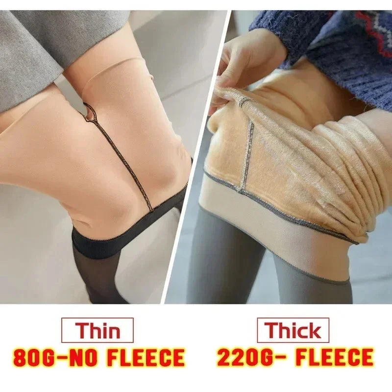 Warm Tights Leggings For Women Winter High Waist Elastic Sexy Translucent Pantyhose Female Slim 80g 220g 300g Leggings Tights