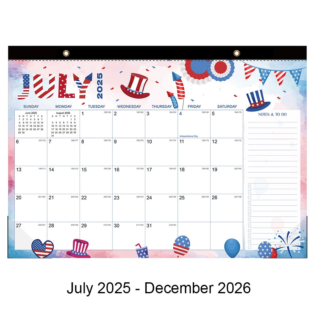 Newest 2026 Calendar 18-month From 2025 July To 2026 December Daily Weekly Monthly Planner Agenda Organizer Home Wall Calendar
