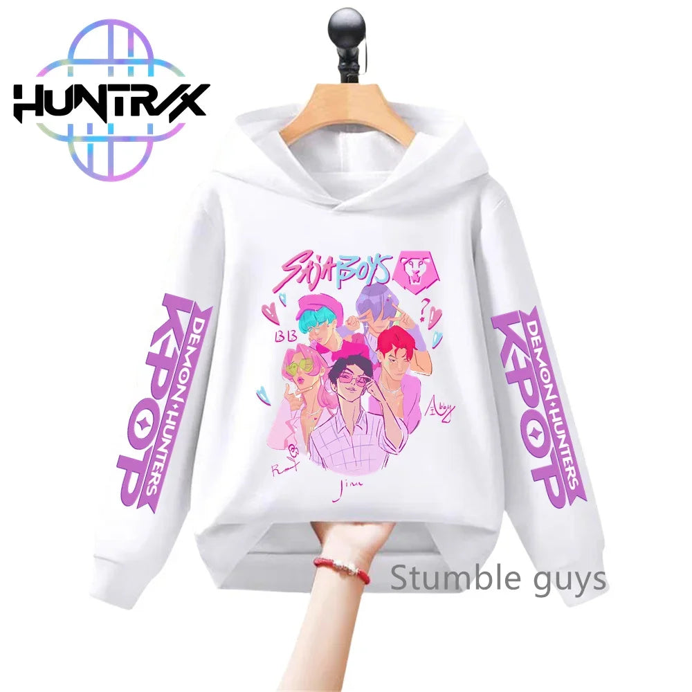 3-12Y Kids Hoodie KPop Demon Hunters Spring Autumn Sportswear Warm Print Casual Fashion Boys Clothes Girls