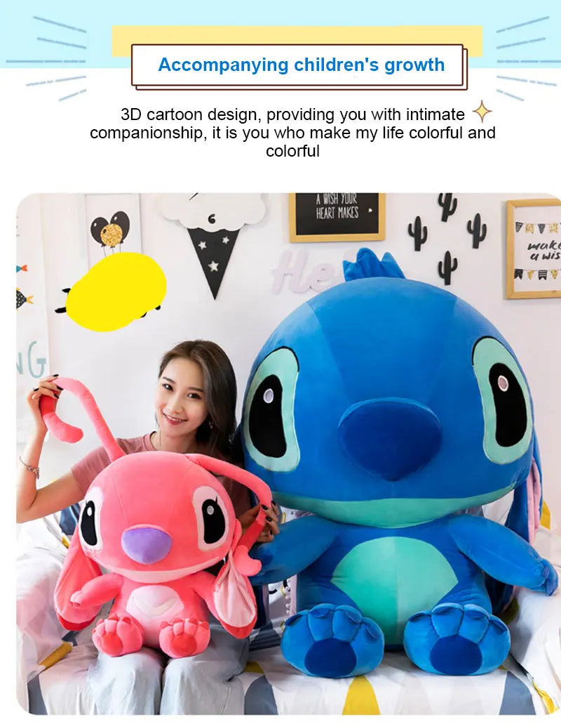 20-60cm Giant Size Lilo & Stitch Couple Models Cartoon Stuffed Plush Anime Plushs Toys Pendant Toy Pillow Kids Birthday Gift