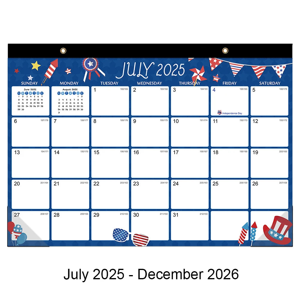 Newest 2026 Calendar 18-month From 2025 July To 2026 December Daily Weekly Monthly Planner Agenda Organizer Home Wall Calendar
