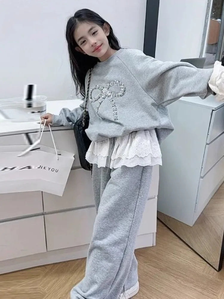 Sweatshirt Set Top & Pants 2-Piece 2025 Girl Autumn Winter Clothes Boutique Clothing Children's Setup Girls's Sets 4yrs Suit