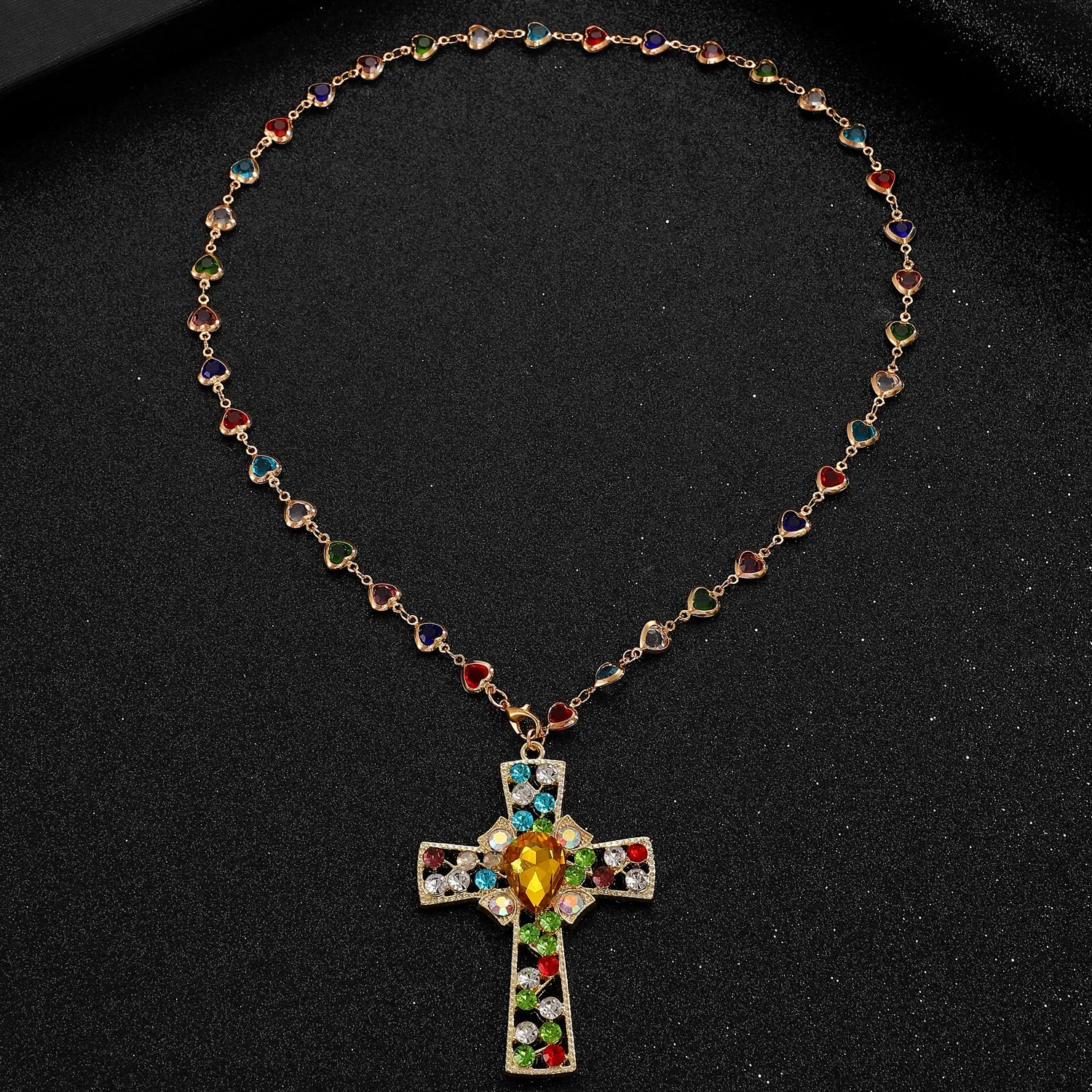 WANZHI Exquisite Metal Zircon Cross Tassel Necklaces for Women Men Luxurious Punk Long Choker Fashion Jewelry Accessories Gifts