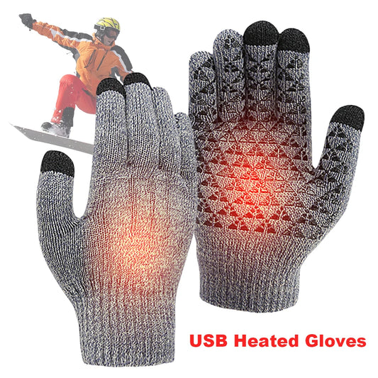 5V Heated Gloves Motorcycle Touch Screen Winter Moto Heated Gloves Warm USB Rechargeable Heating Thermal Gloves For Snowmobile