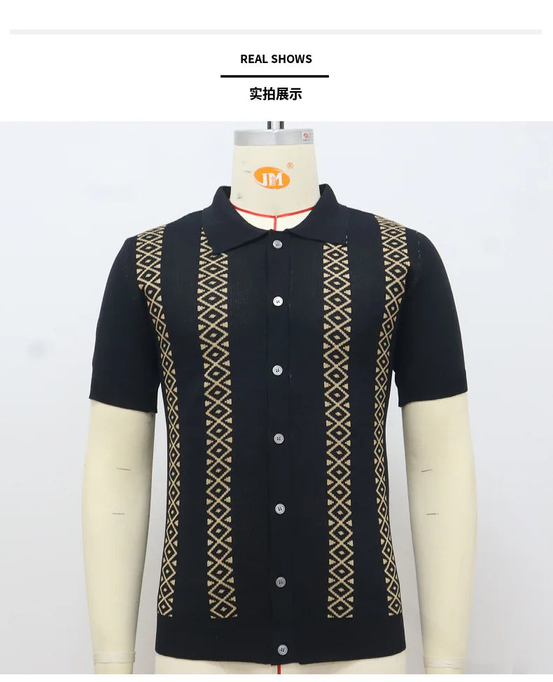 Men's Luxury Polo Shirt | High Quality Three-dimensional Tailoring Slim Temperament Men's Knit Shirt, Business Casual T-shirt