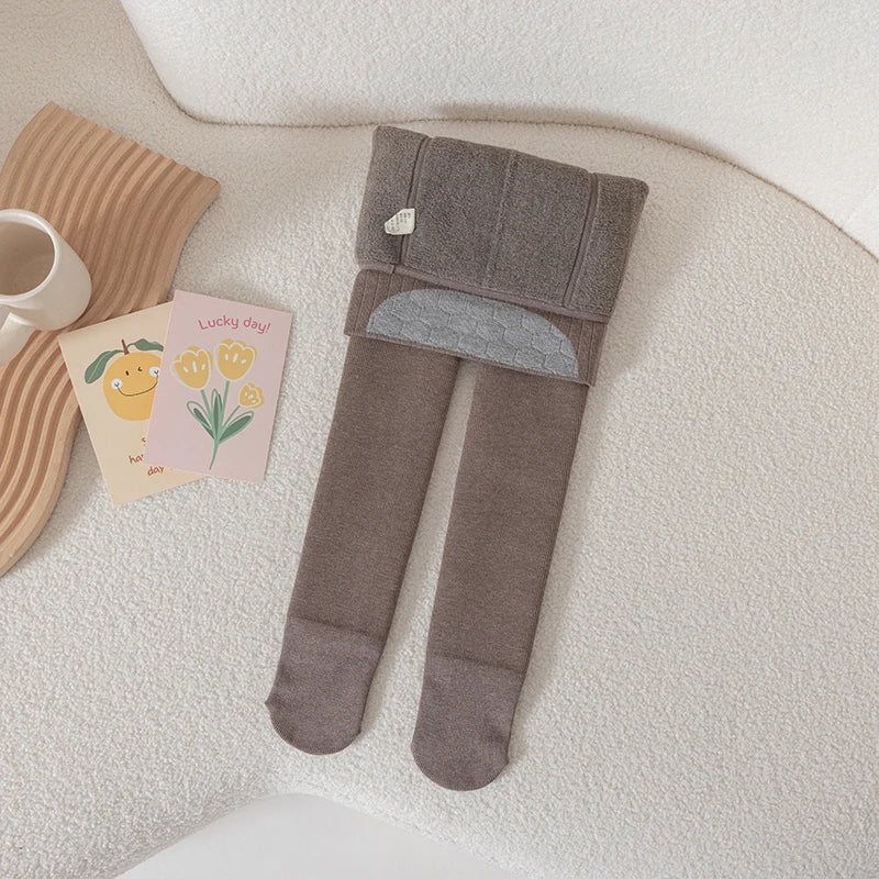 Winter warmer Tights For Girls Children Stockings Dancing Pantyhose Baby child Plus velvet stripe Polar Fleece Lining Leggings